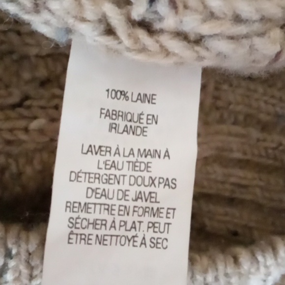 LL Bean Irish Wool Chunky Cable Knit Zip Front Sweater - Picture 5 of 8